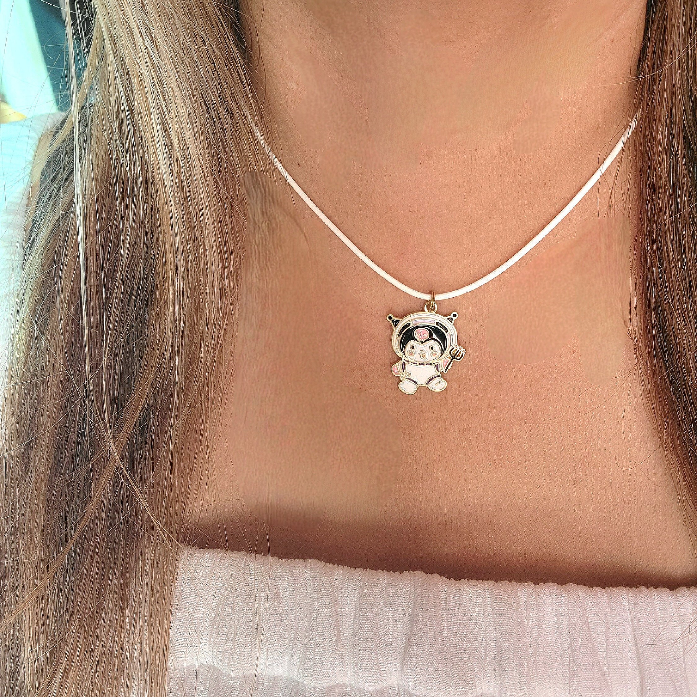 Sanrio Charm Necklace, Kawaii Pendant, Kuromi Design, Hello Kitty