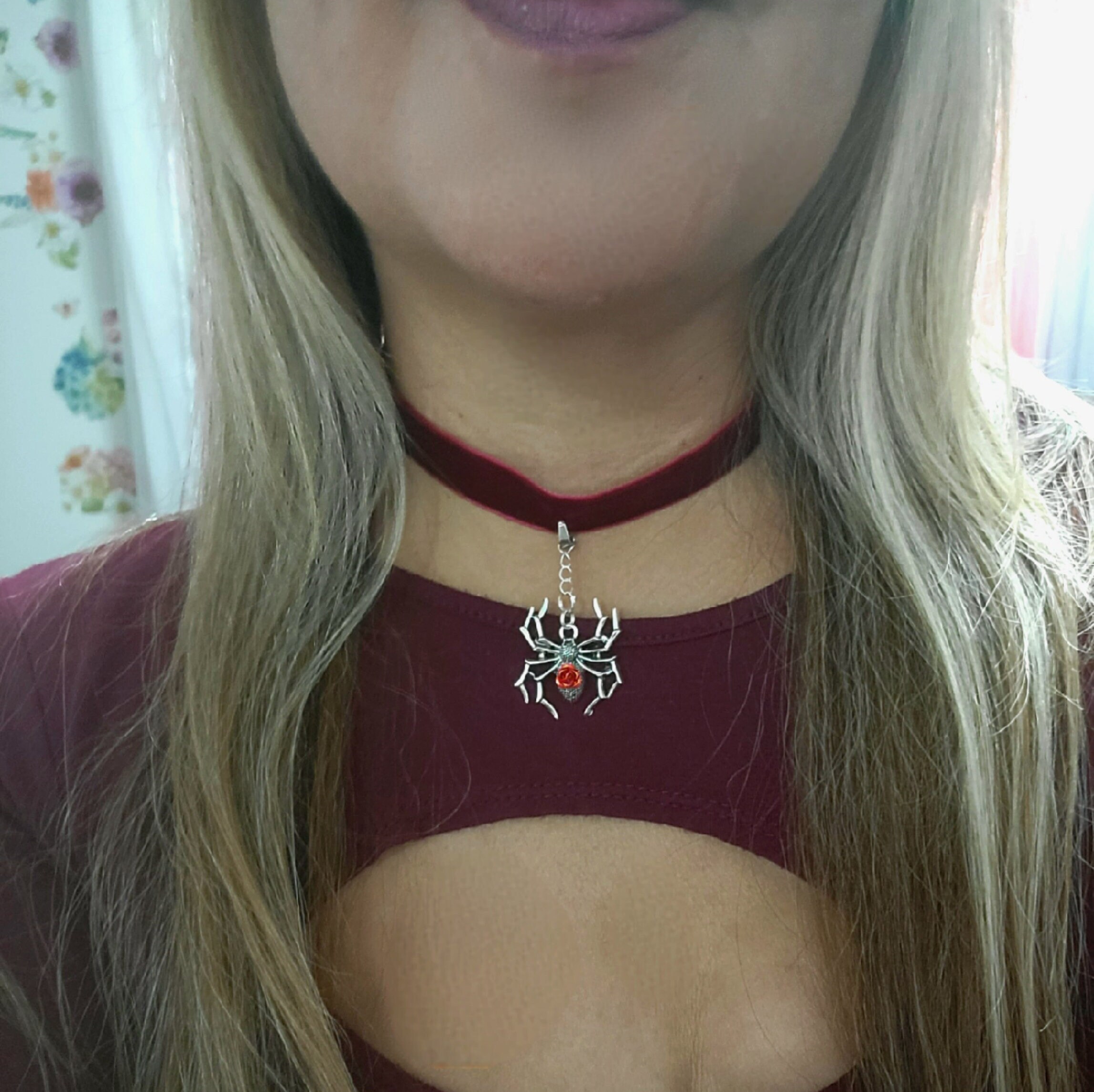 Collana Gotica Con Ciondolo Ragno E Onice Nero – Gioiello Punk A Girocollo Per Donne E Ragazze, Regalo Halloween