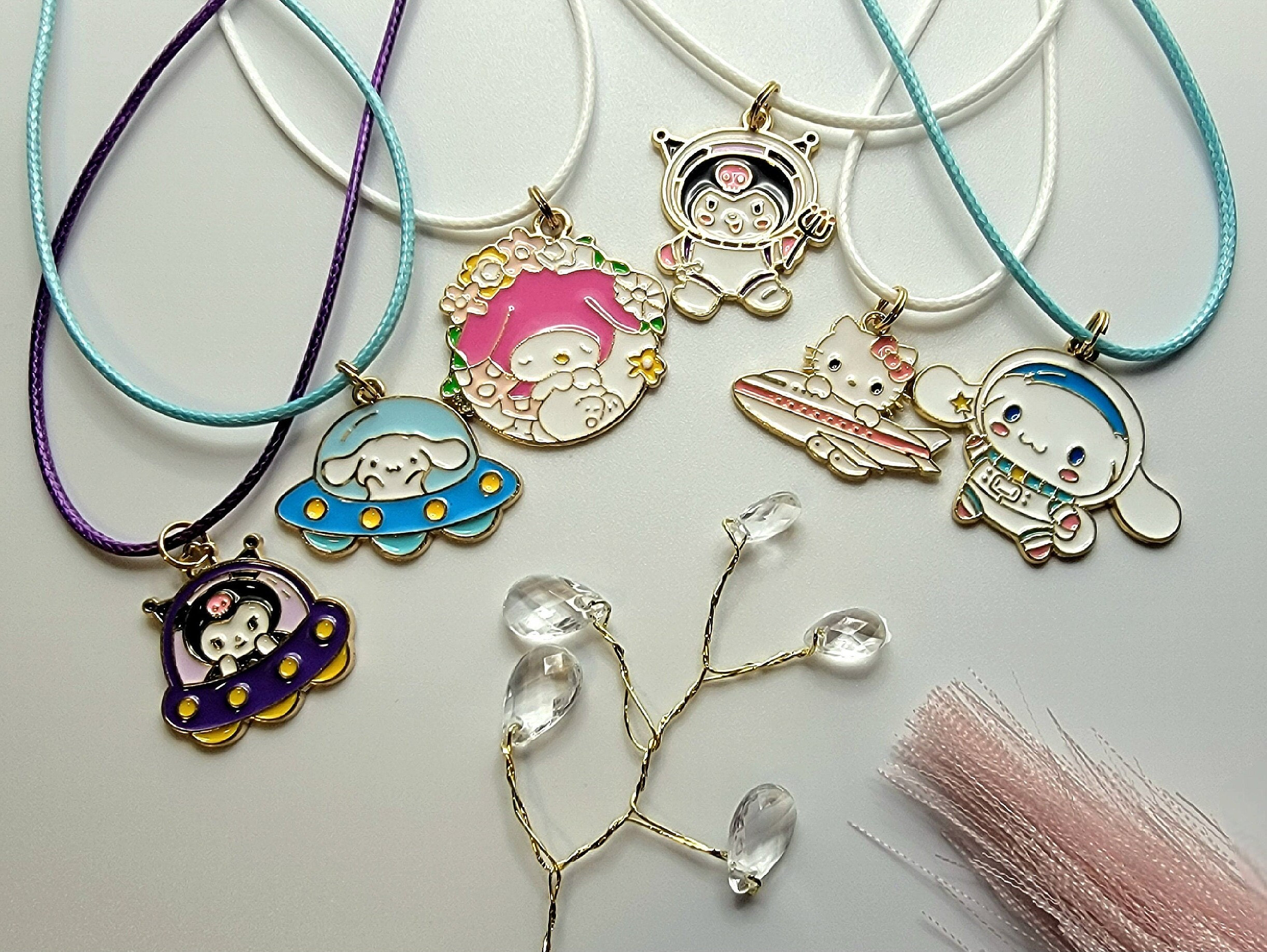 Sanrio Charm Necklace, Kawaii Pendant, Kuromi Design, Hello Kitty