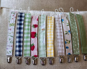 Pacifier Clip - Hand Sewn  Fabric – (2 Pack)