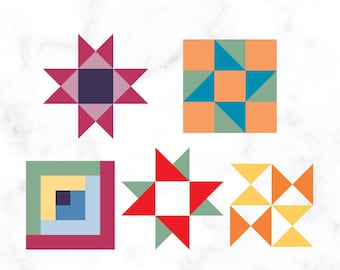 Quilt Squares SVG PNG DXF - Quilting Cut File - Quilt Pattern svg - Ohio Square Cricut Project - Simplex Star png - Easy Quilt Design
