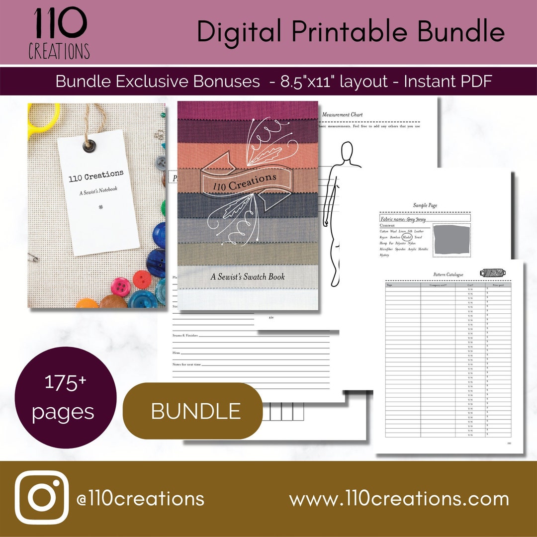 PRINTABLE Sewing Planner BUNDLE - Sewing Organizer - Sewing Project PDF ...