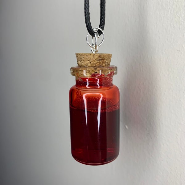 Blood vial necklace - vampire vial necklace - vampire necklace - witch necklace - goth necklace - fake blood - vial - blood jar necklace