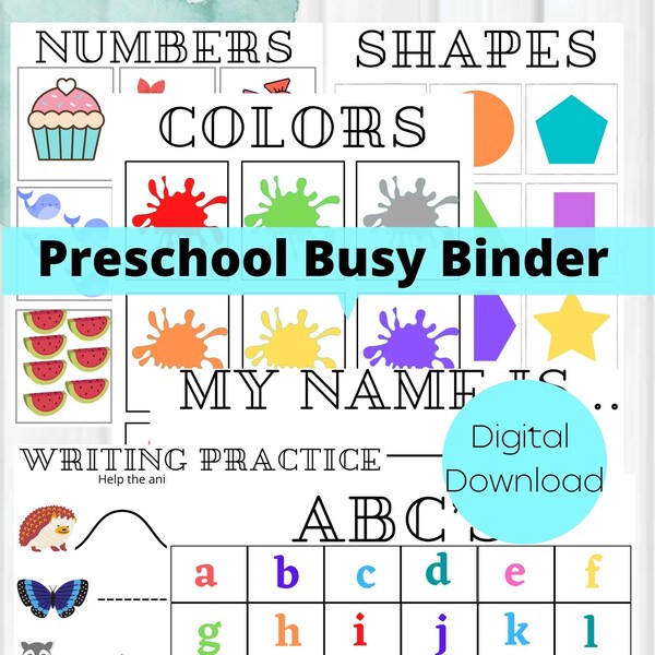 Preschool Learning Binder Etsy
