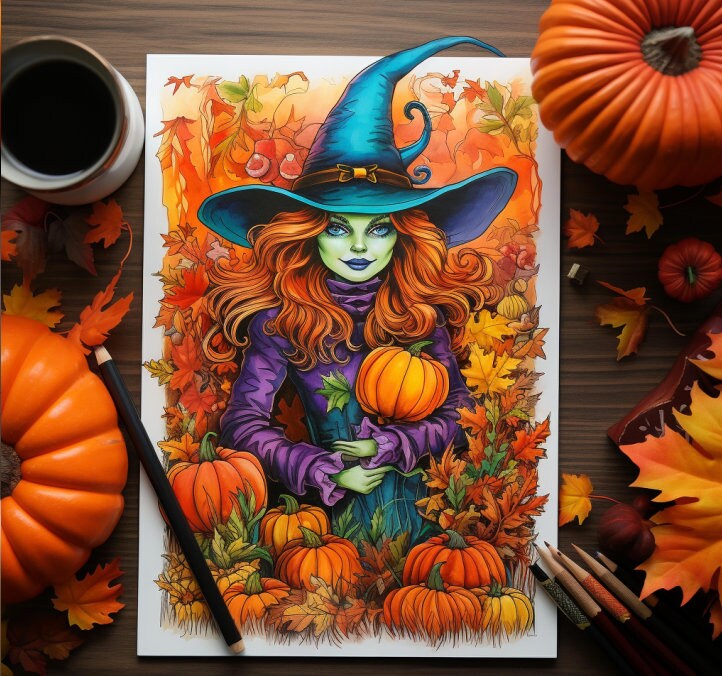 Sorcière Coloriages adultes - Coloriage adulte - Coloriage adulte Halloween