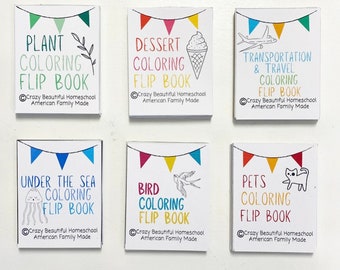 Individual Mini coloring flip book set, Coloring books for kids, coloring books for adults, coloring books for kids, small coloring book,