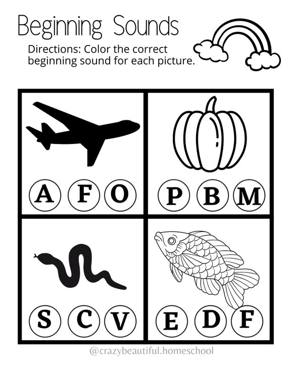 printable beginning sounds worksheets preschool etsy