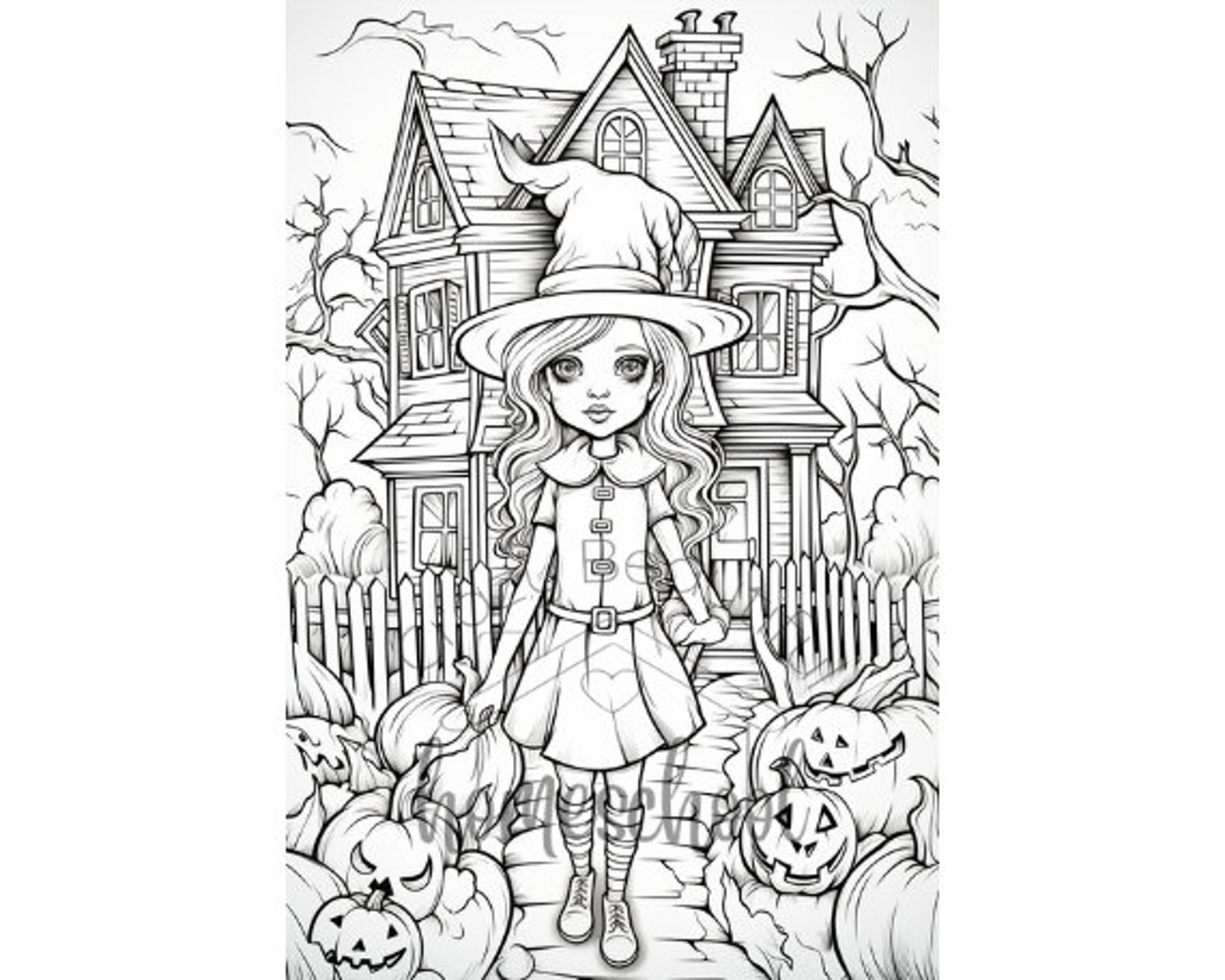Witch Coloring Pages - Girl Halloween Coloring Pages - Kids Halloween ...