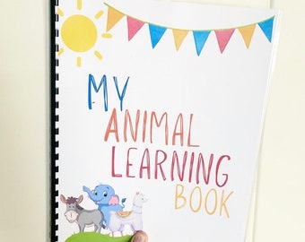 Learning binder for kids, Preschool learning binder, toddler learning physical binder, busy book kindergarten animal learning book