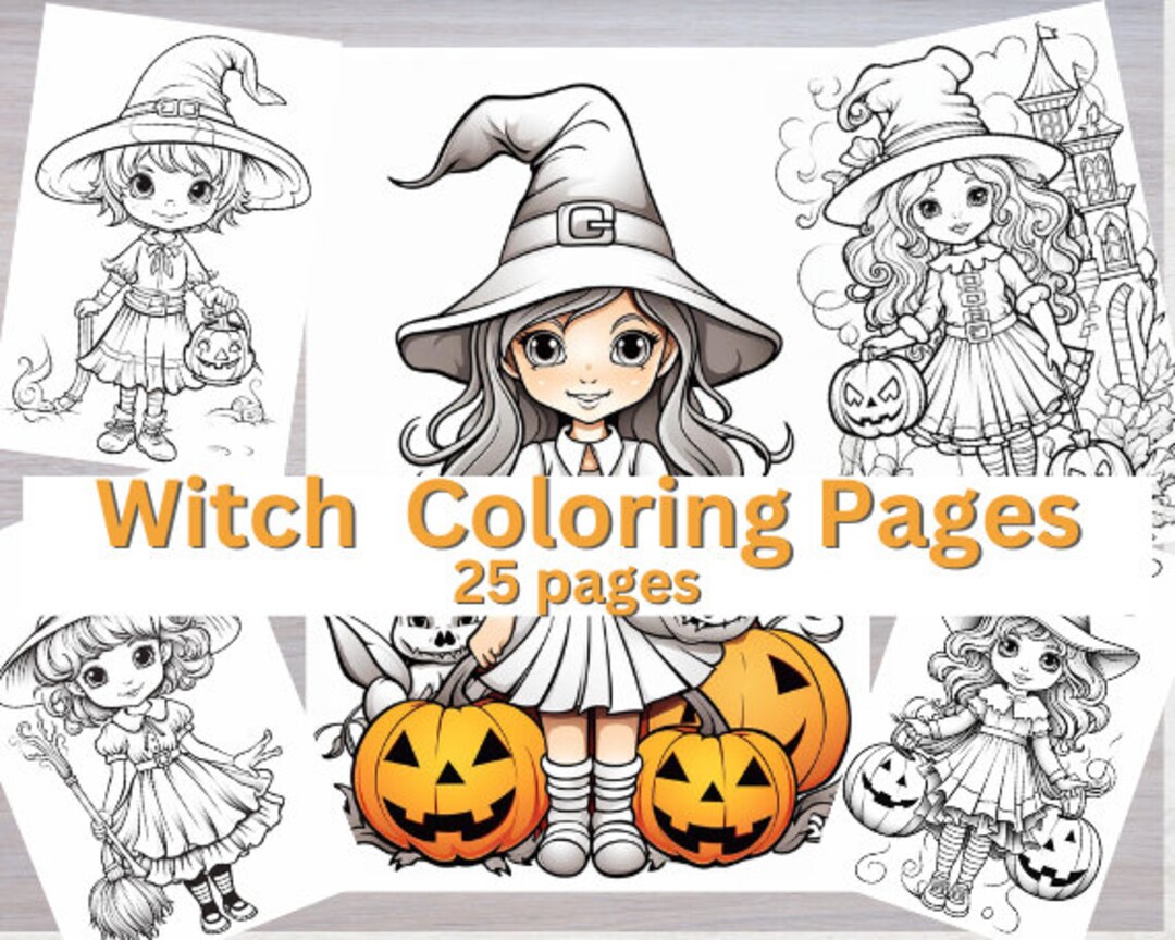 Witch Coloring Pages - Girl Halloween Coloring Pages - Kids Halloween ...