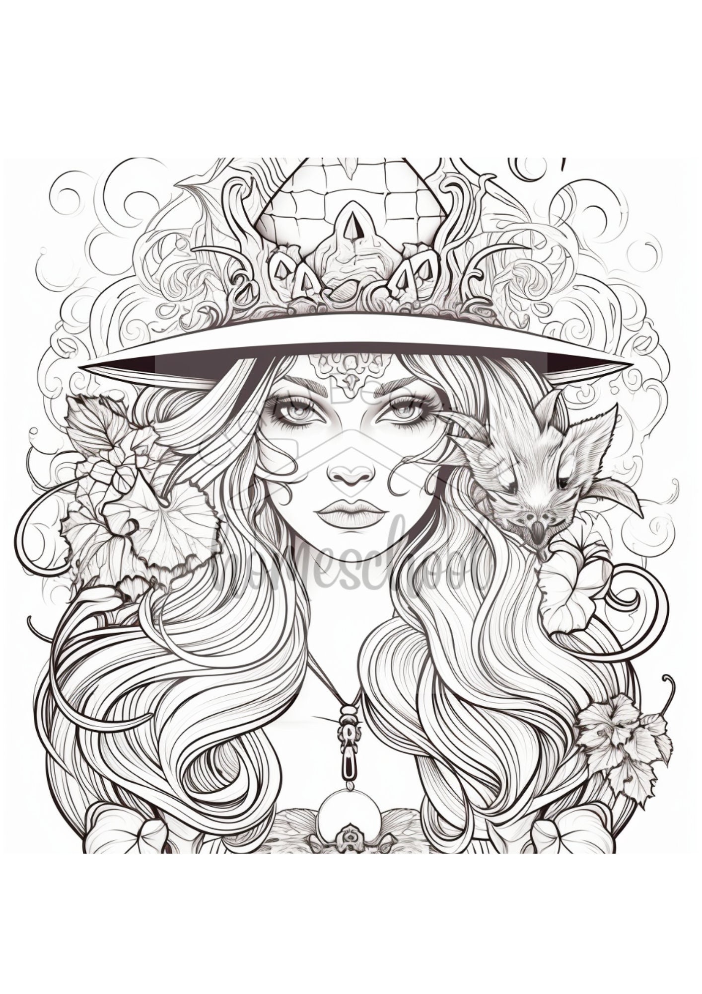 Witch Adult Coloring Pages - Adult Coloring - Halloween Adult Coloring