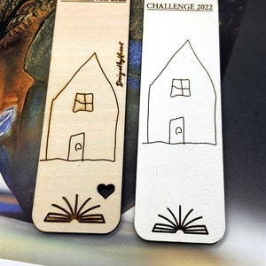 Personalised wooden bookmark with engraved kids drawing, engraved kids doodles on bookmarks, gift for book lover, Mothers Day gift