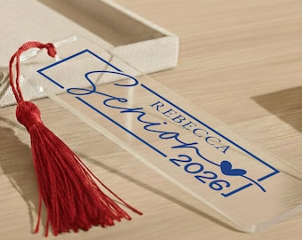 Personalized Acrylic Graduation Bookmark With Tassel, Class Of 2026 Senior Gift, Custom Name Graduation Keepsake, High School College Grad