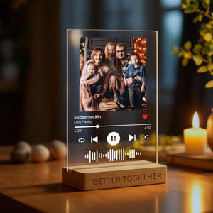 Personalized Anniversary Gift for Him, Custom Album Cover Music Plaque, Acrylic Music Stand, Couples Engagement Gifts, Gift For Boyfriend
