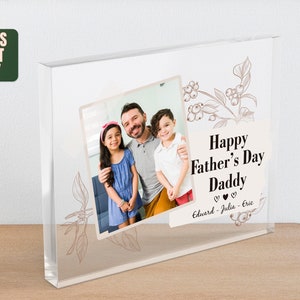 Personalized Acrylic Picture Frame, First Fathers Day Gift for Dad, Gift for Husband, Custom Picture Stand, Gift from Daughter, Gift For Dad