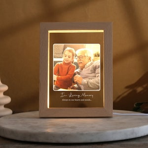 Acrylic Picture Frame with Light, Personalized Stand, Christmas Gifts, Memorial Picture Gift,  In Loving Memory Stand, Unique Night Lights