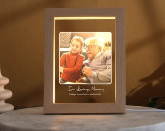 Acrylic Picture Frame with Light, Personalized Stand, Christmas Gifts, Memorial Picture Gift,  In Loving Memory Stand, Unique Night Lights