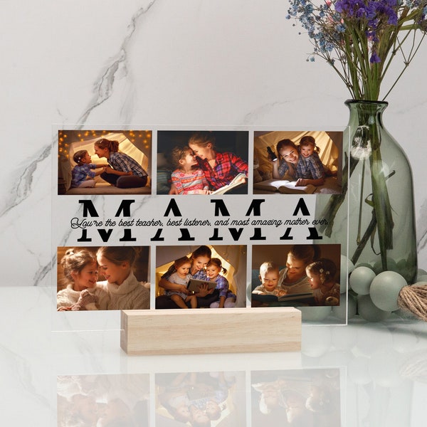 Photo Collage Gift For Mom, Mother's Day Gifts, Mama Picture Stand, Gift For Mom,Acrylic Night Light Stand, Picture Frame, Gift For Grandma