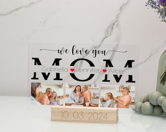 Custom Mom Picture Plaque, Acrylic Photo Stand with Kids Name, Personalized Mothers Day Gift, Gift for Her, Mama Gift, Memorial Gift for Mom