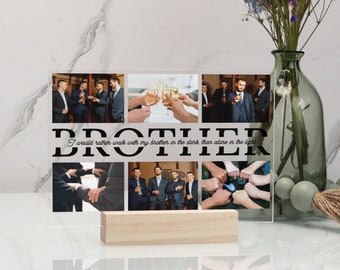 Brothers Photo Plaque, Unique Picture Stand, Custom Photo Collage Plaque, Gift For Him, Acrylic Picture Frame, Memorial Gift For Friend