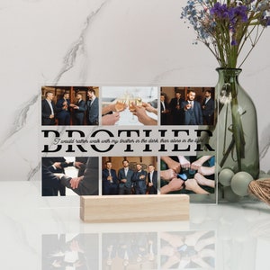 Brothers Photo Plaque, Unique Picture Stand, Custom Photo Collage Plaque, Gift For Him, Acrylic Picture Frame, Memorial Gift For Friend