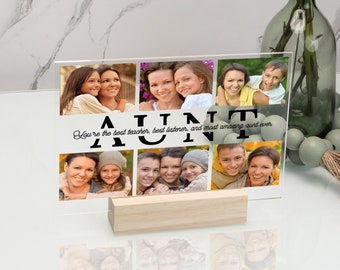 Custom Aunt Picture Plaque, Personalized Aunt Photo Collage, Gift For Aunt, Acrylic Picture Frame, Birthday Gifts, Memorial Gifts