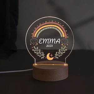 Cute Kids Room Lamp, First Birthday Gift, Rainbow Gifts for Kids, Baby Shower Gift, Custom Acrylic Night Light, Personalized Nursery Decor