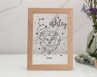 Personalized Zodiac Sign Lamp, Acrylic Constellation Picture Frame, Christmas Gifts, Gift for Her, Aesthetic Led Light, Star Sign Stand