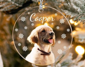 Personalisierte Welpen Bild Ornament, individuelle Hund Ornament, Weihnachtsgeschenke, Geschenk für Hundebesitzer, Geschenk für Tierliebhaber, Weihnachtsverzierung