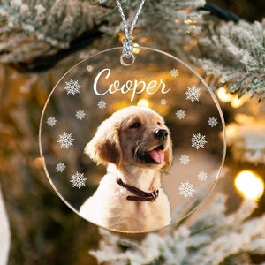 Personalized Puppy Picture Ornament, Custom Dog Ornament, Christmas Gifts, Gift For Dog Owners, Gift For Pet Lovers, Christmas Ornament Acrylic