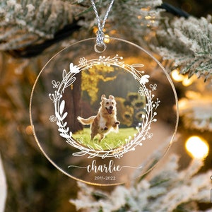 Custom Dog Picture Ornament, Personalized Pet Photo Ornament, Christmas Gift, Dog Mom Gifts, Puppy Ornament, Dog Name Ornament, Pet Memorial