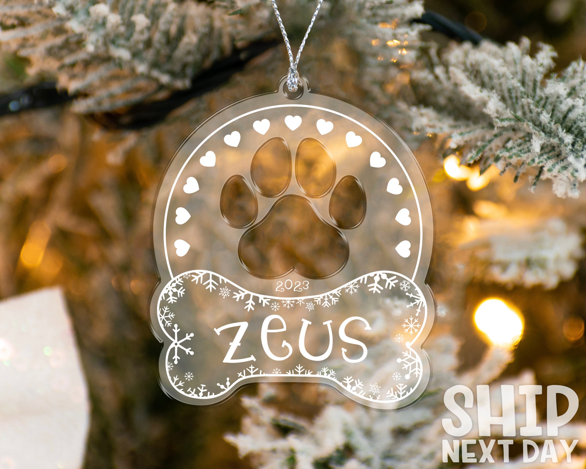 Custom Dog Paw Ornament, Personalized Memorial Dog Ornament, Christmas Gifts, Pet Lover Gifts, Christmas Decoration, Dog Keepsake Ornament