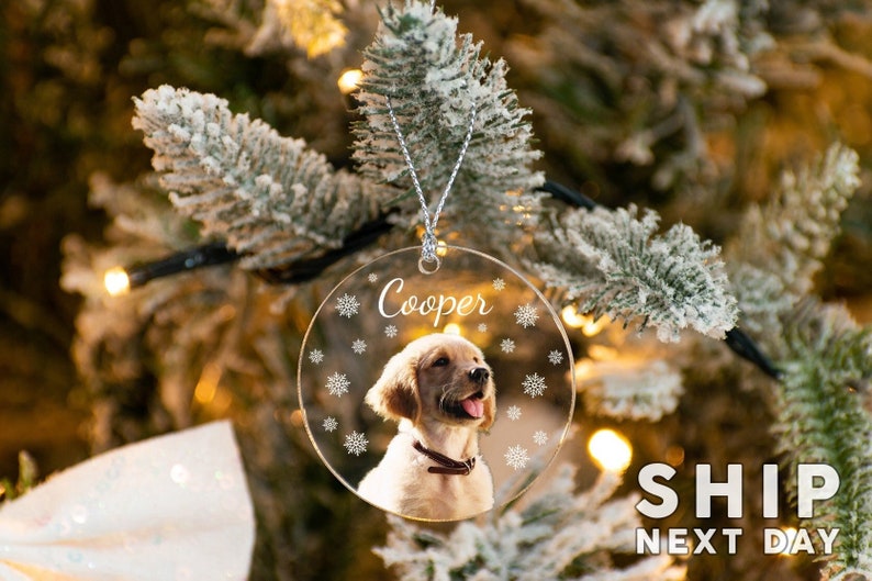 Personalized Puppy Picture Ornament, Custom Dog Ornament, Christmas Gifts, Gift For Dog Owners, Gift For Pet Lovers, Christmas Ornament Acrylic