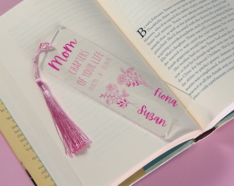 Mother's Day Gift Bookmark, Customized Acrylic Bookmark, Book Lover Mom Gift, Name Personalized Bookmark, Personalized Reading Accessories
