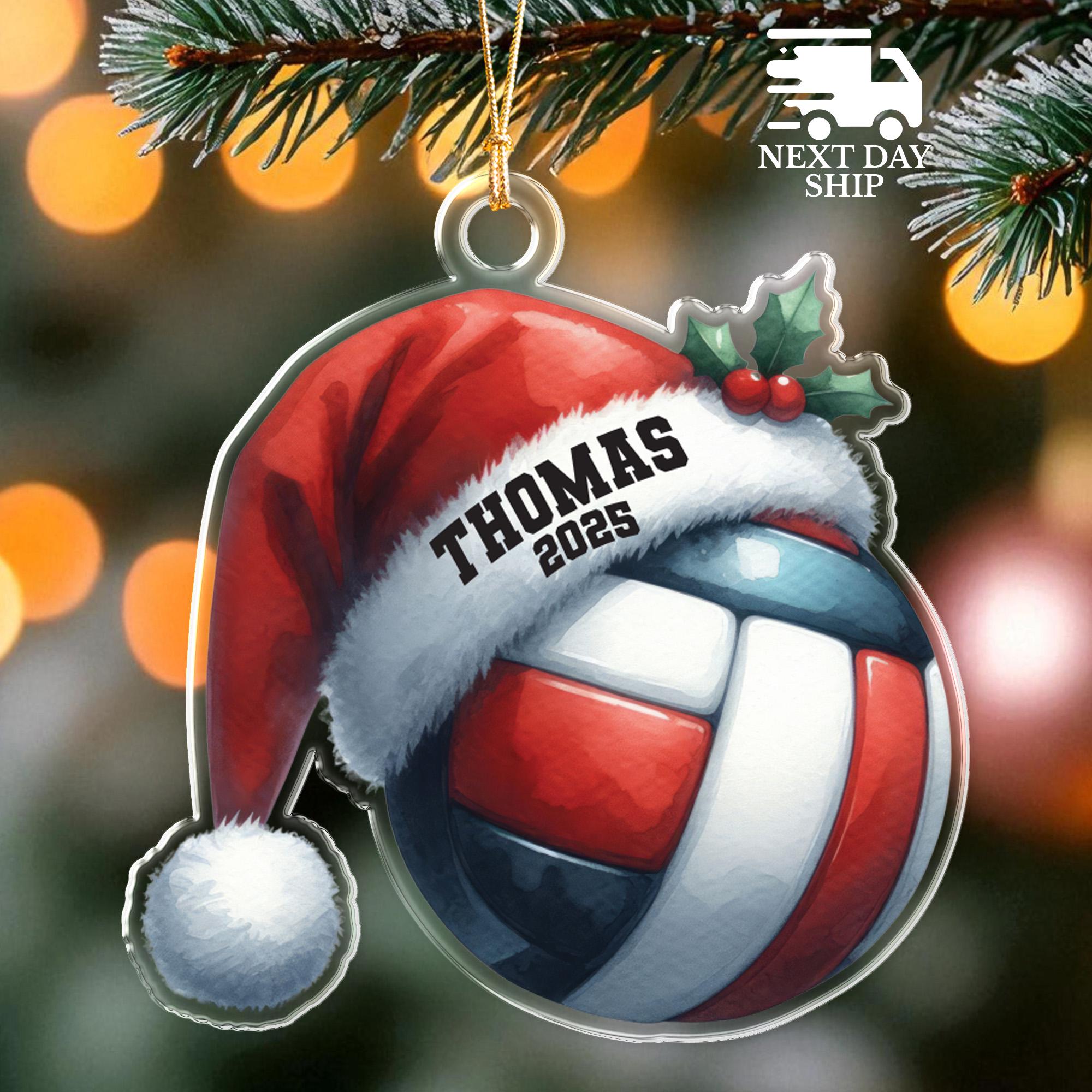 Volleyball Christmas Ornament, Volleyball Player And Team Gift, Custom Name Athlete Holiday Gift, Volleyball Lover Christmas Gift