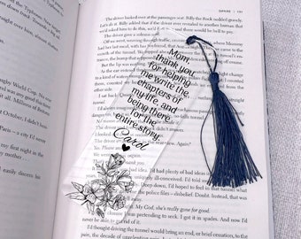 Personalized Gift for Mom, Acrylic Book Mark, Mothers Day Gift from Daughter, Gifts For Grandma, Floral Bookmark, Mom Gift From Kids