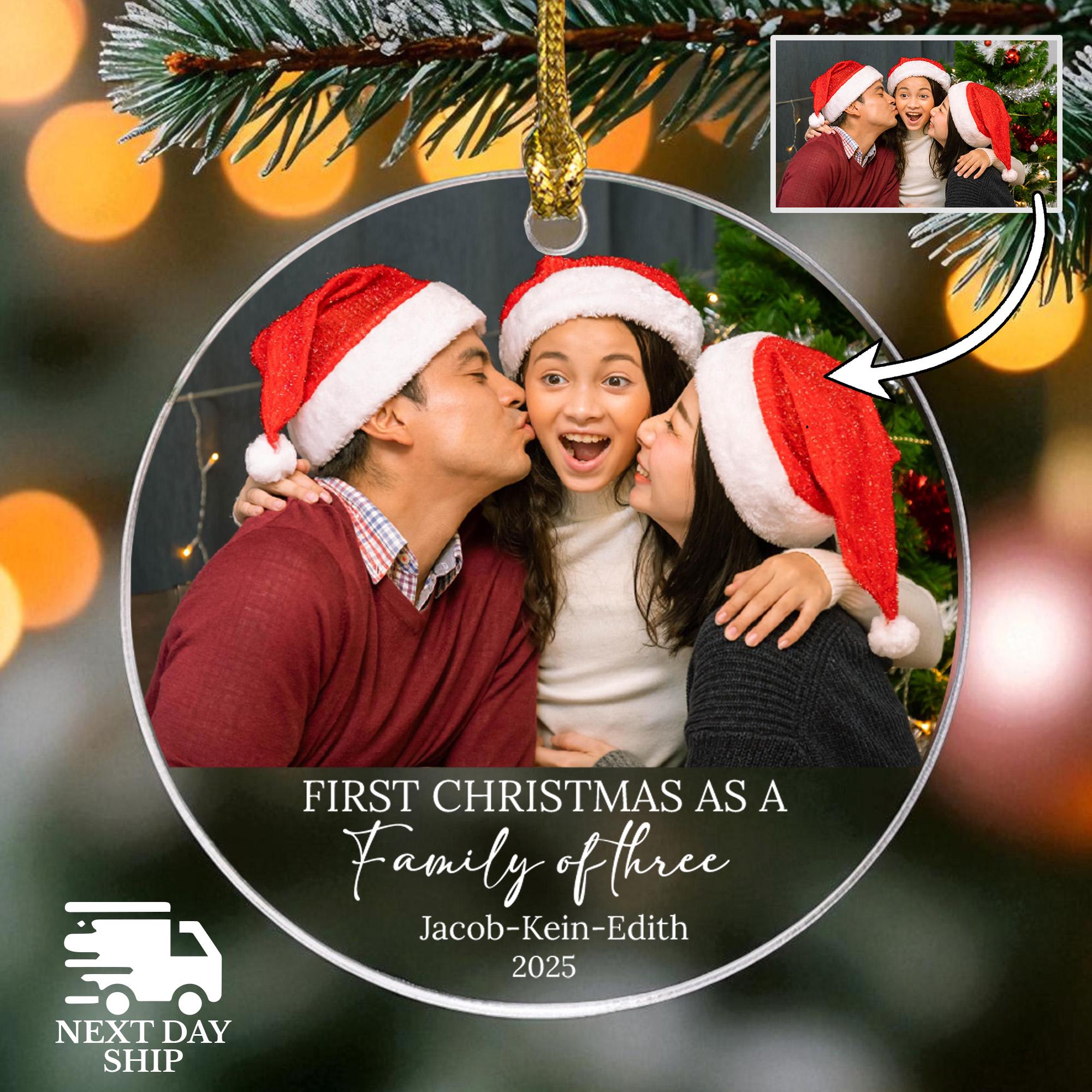 Personalized Family Picture Ornament, Custom Photo Ornament, Family of Two Three Four Five Ornament, Couple Name Ornament, Family Name Gift
