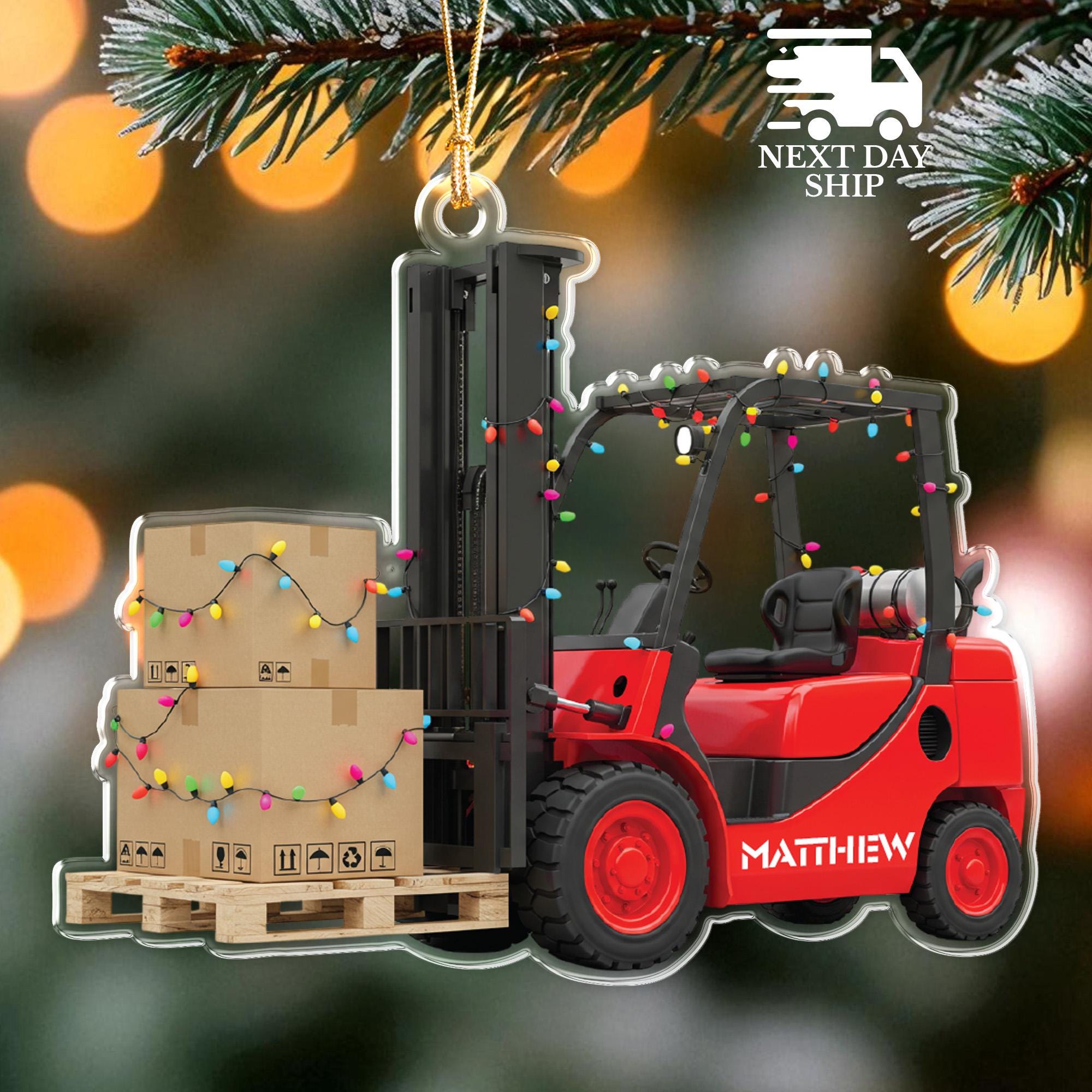 Personalized Forklift Ornament with Name, Christmas Forklift Driver Gift, Warehouse Worker Ornament, Truck Operator Ornament, Christmas Gift
