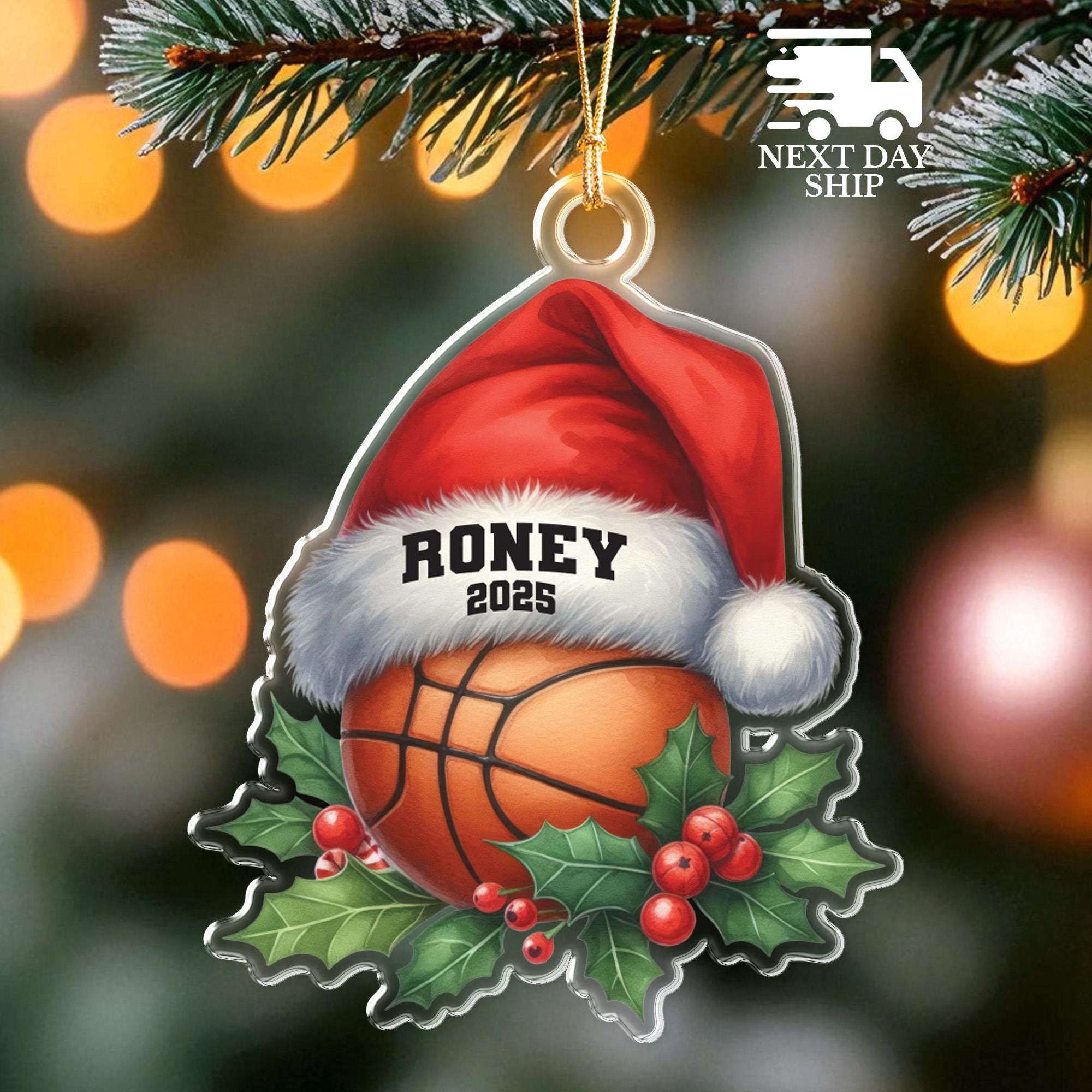 Basketball Christmas Ornament, Basketball Player And Coach Gift, Athlete Holiday Gift, Custom Name Sports Holiday Tree Decoration
