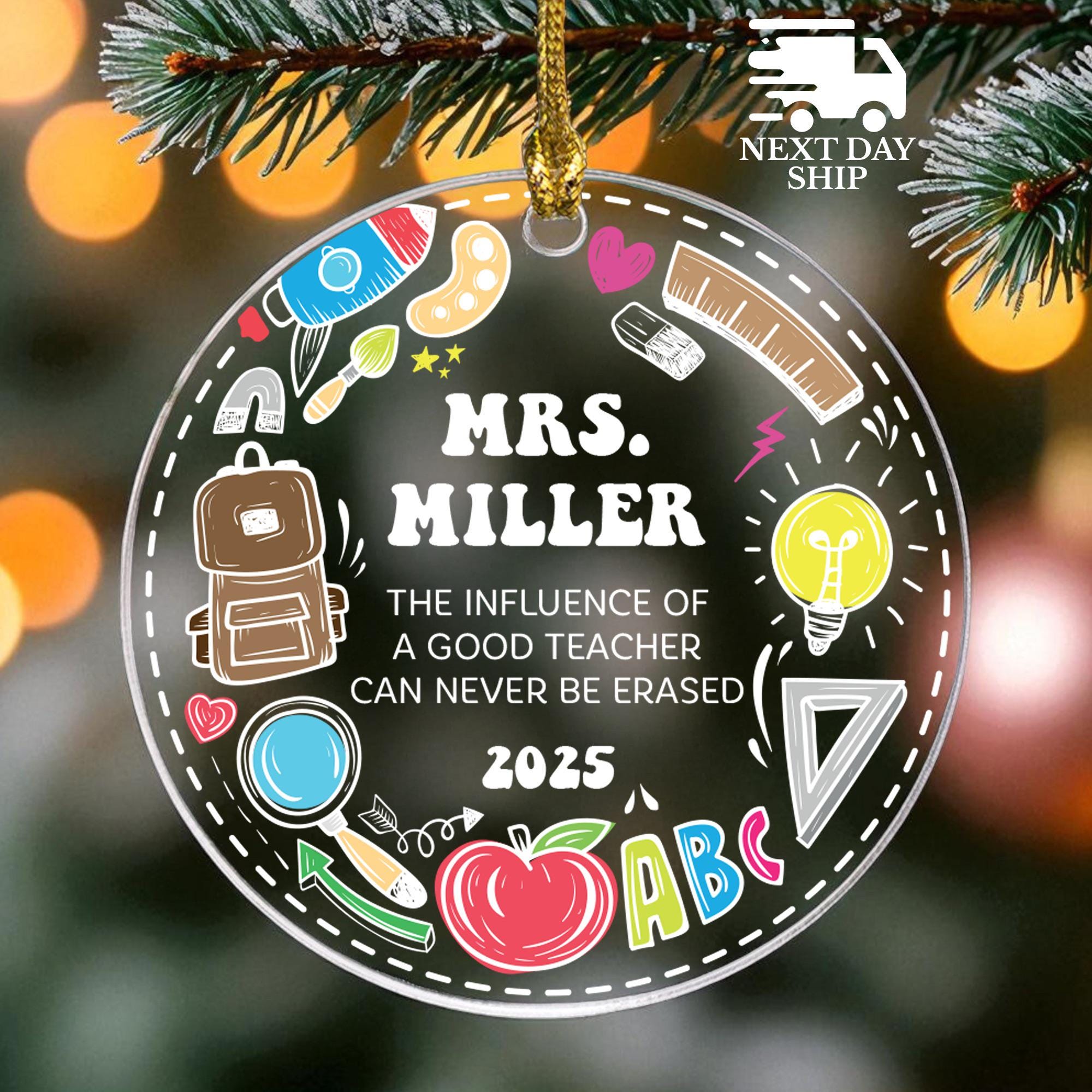 Teacher Christmas Ornament, Teacher Inspirational Gift, Personalized Gifts for Educator, Custom School Staff Ornament, Cute School Ornament