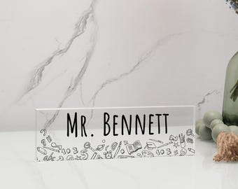Teacher Acrylic Desk Name Plate, Personalized Desk Name Plate for Principal, Custom Name Sign, Acrylic Desk Name, Customized Desk Name