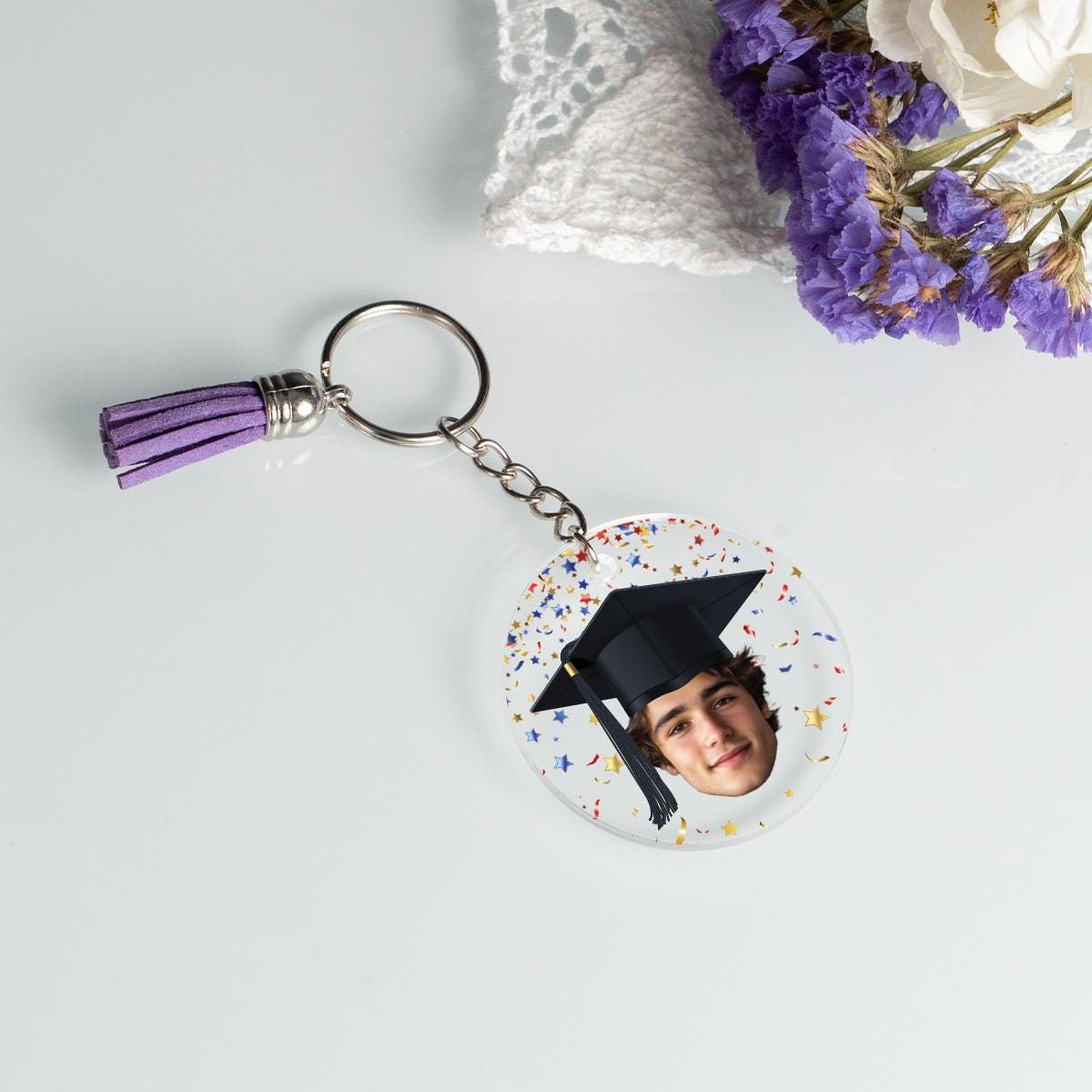 Graduation Face Keychain, Acrylic Grad Keychain, Face Photo Keyholder, Personalized Grad Keepsake, Class of 2026 Gifts, Bulk Graduate Gifts