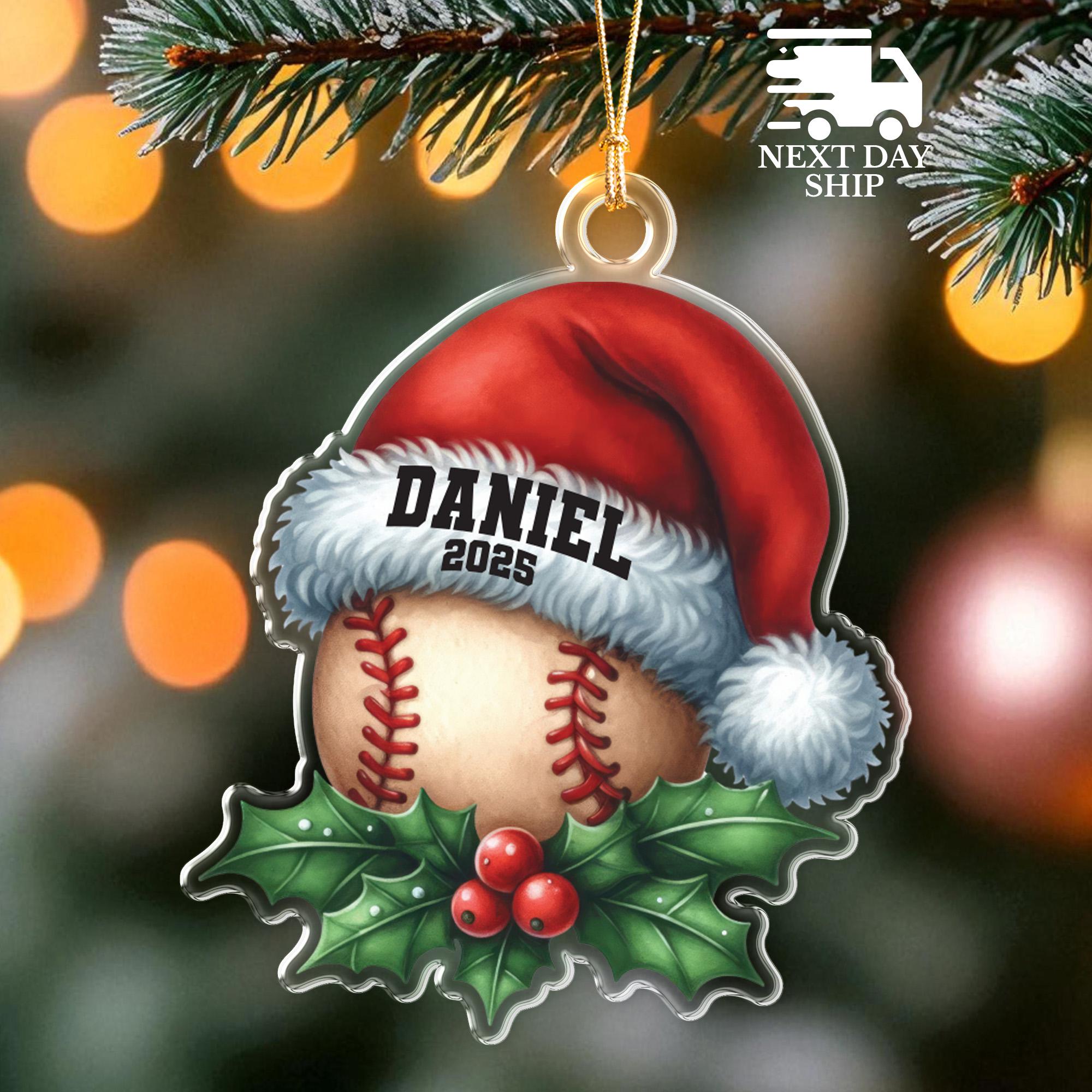 Baseball Christmas Tree Ornament, Holiday Sports Decor, Gift for Baseball Lovers, Baseball Gift for Kids, Coaches & Players, Xmas Tree Decor