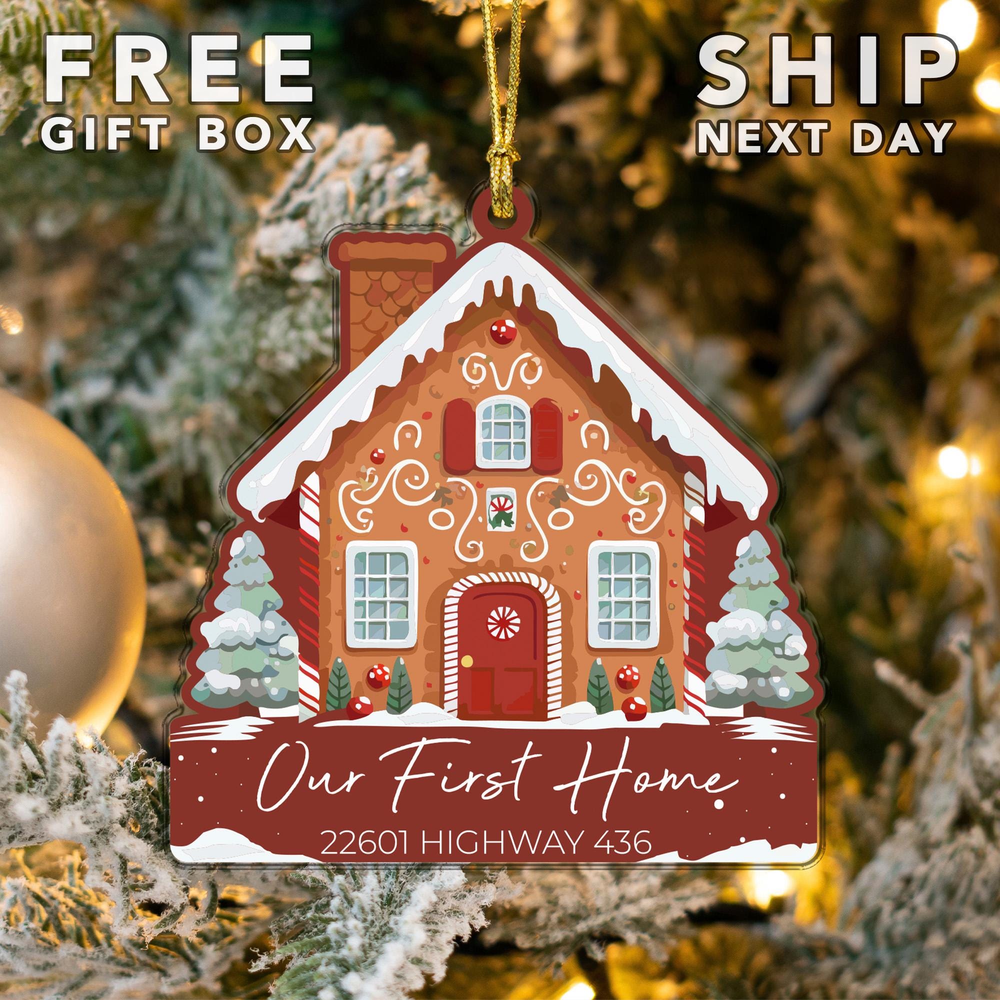 Personalized Address Ornament, Our First Home Ornament, Personalized New House Ornament, Christmas Keepsake Ornament, Christmas Accessories