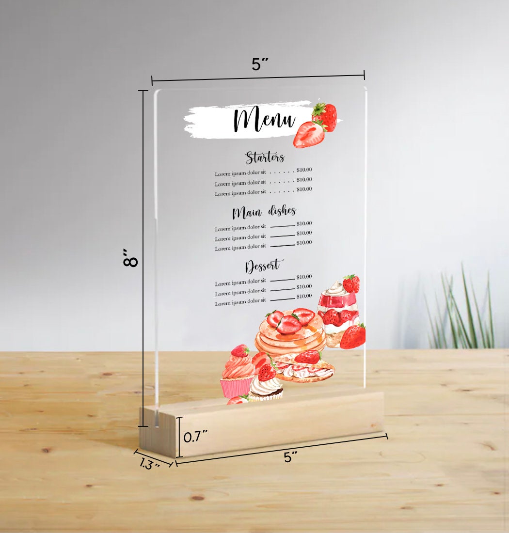 Personalized Restaurant Food Menu Sign, Pastry Shop Menu, Acrylic Food ...