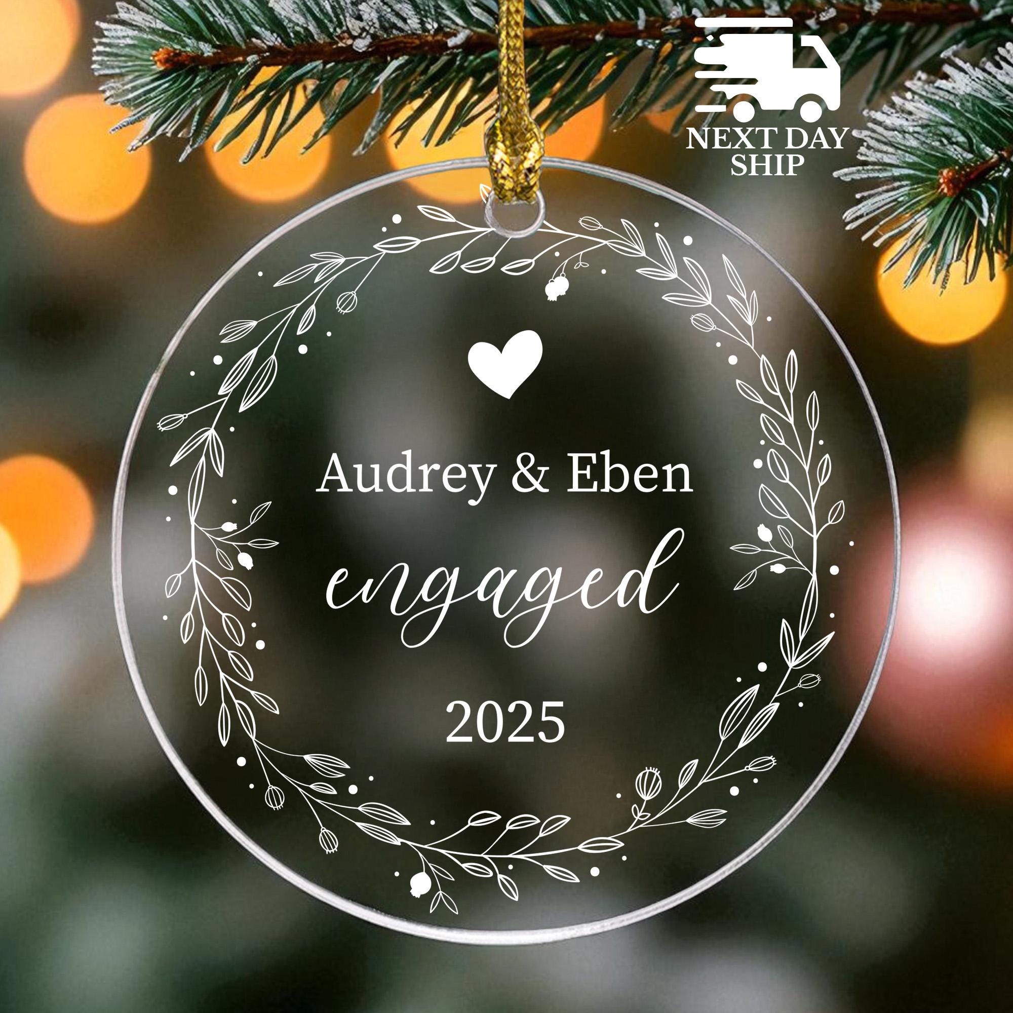 Personalized Engaged Ornament, Custom Engagement Ornament, Engagement Gifts, Gift For Her, Couple Gift, Married Ornament, Couples Name Gift