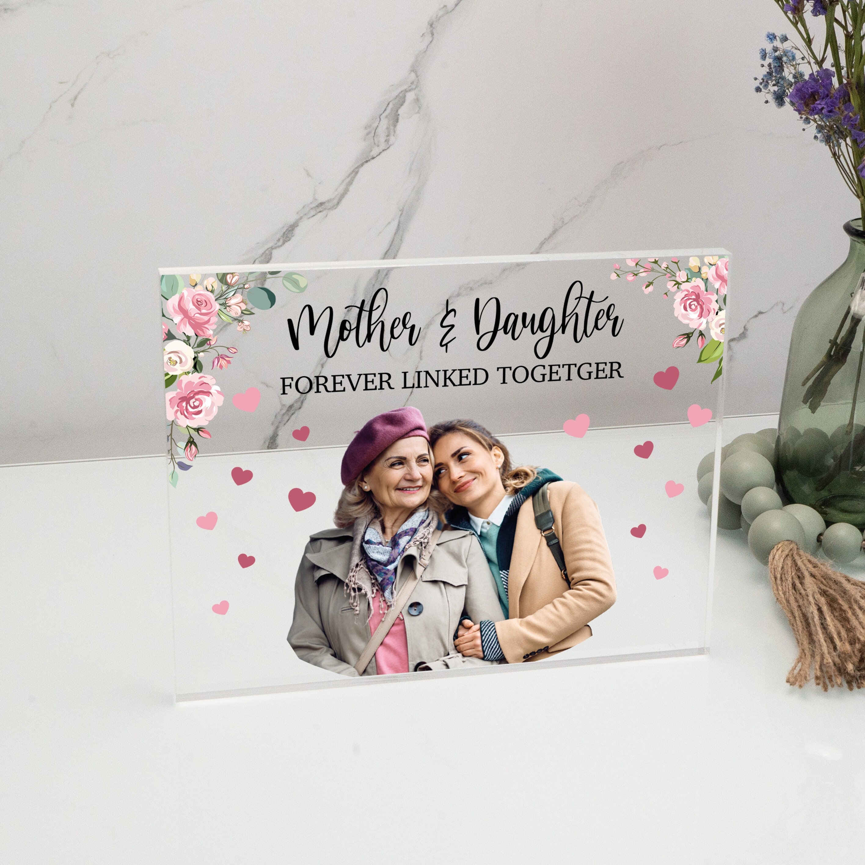 Daughter Sign Custom Mom and Daughter Sign, Personalized Acrylic Photo Plaque ...