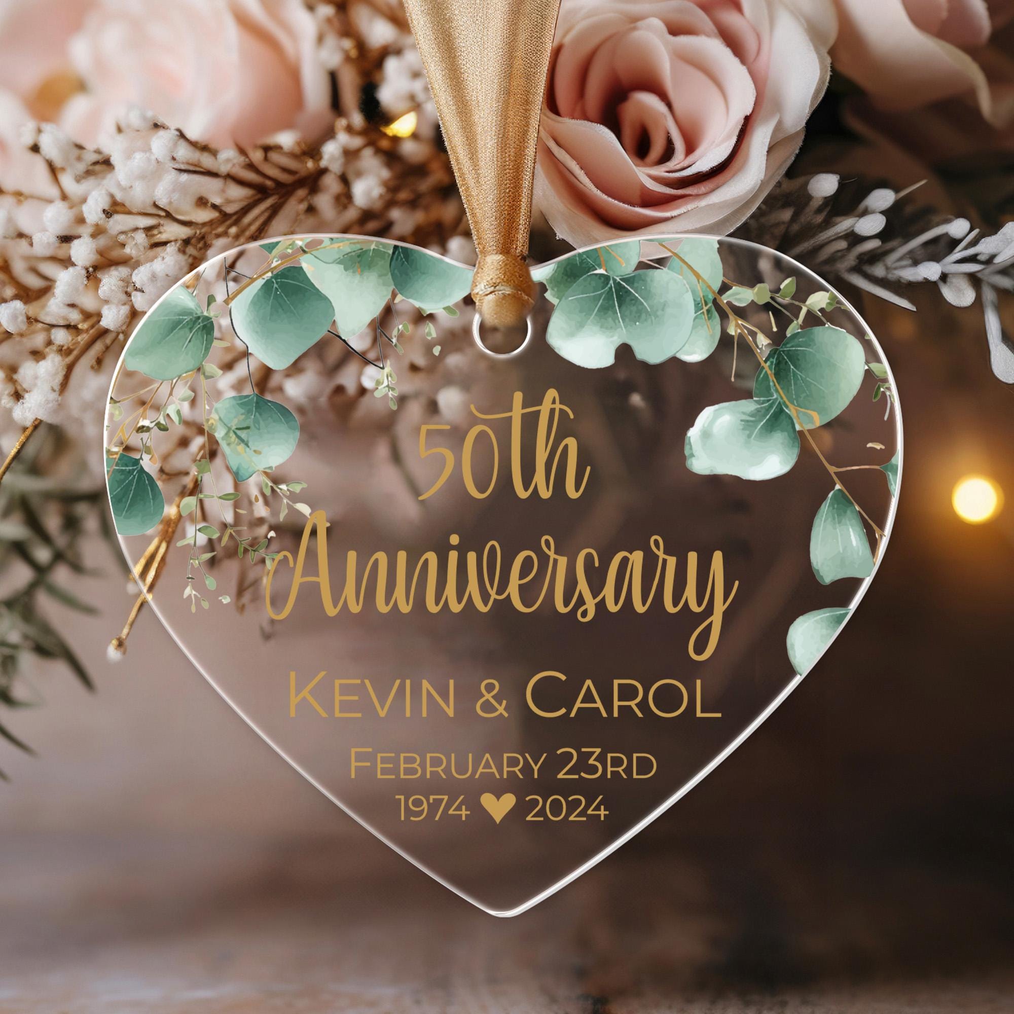 Anniversary Ornament, Heart Ornament, Married Ornament, Ceramic Ornament, Couple Ornament, 50th Anniversary Ornament, Wedding Decor Ornament