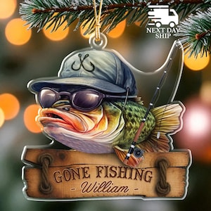 Personalized Name Fishing Ornament, Custom Fishing Gift for Anglers, Gift for Fishing Enthusiasts, Gift For Grandpa And Dad, Christmas Gift
