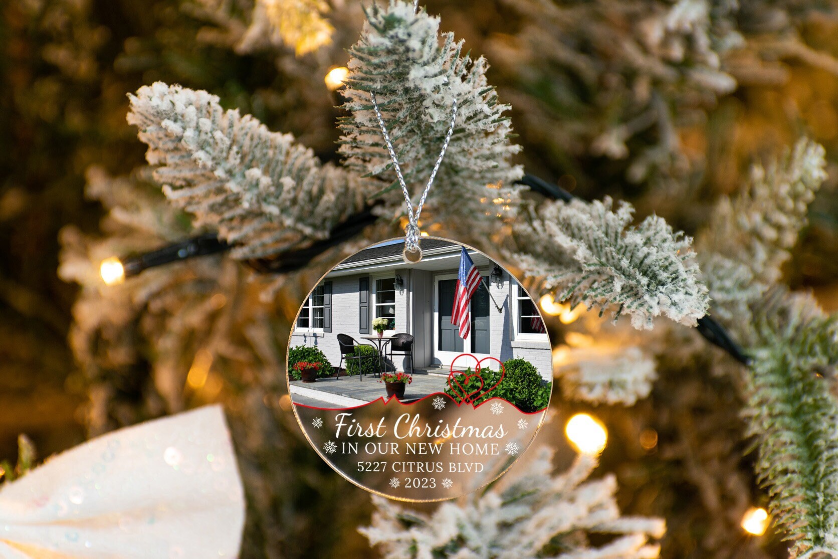 First Christmas In Our New Home Ornament, Custom Picture Address Ornament, Family Christmas Gifts, Housewarming Gifts, Gifts For Couples